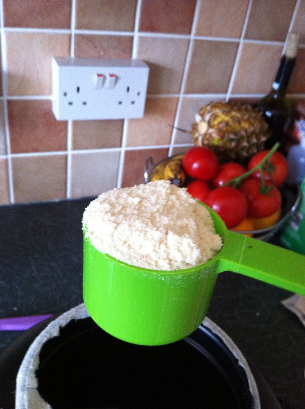 Put 2 cups of protein powder = 50 g