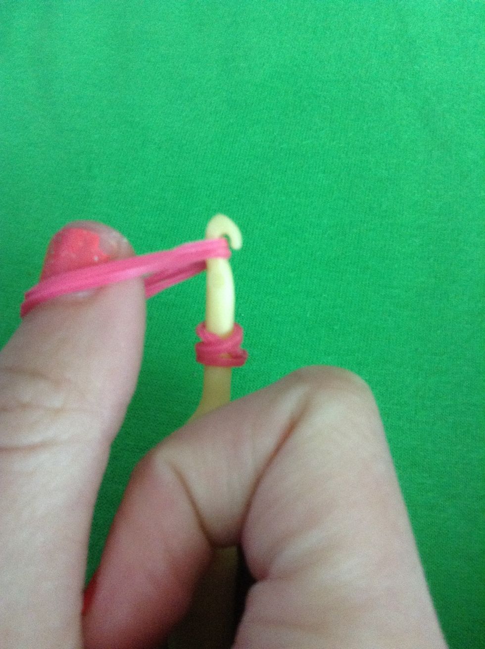 Put 2 rubber bands together on the hook