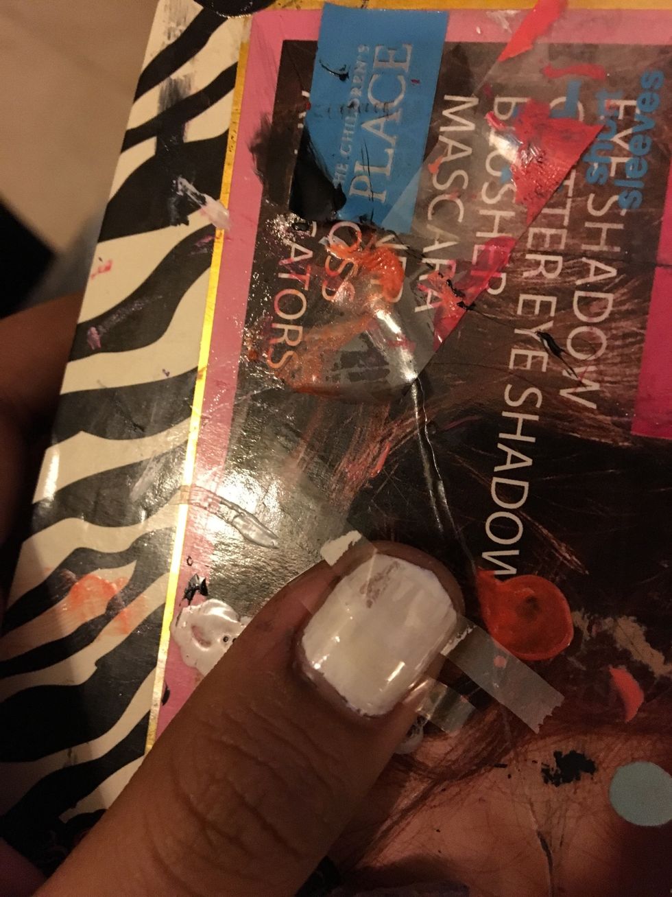 Put 2 stripes of tape on the nail