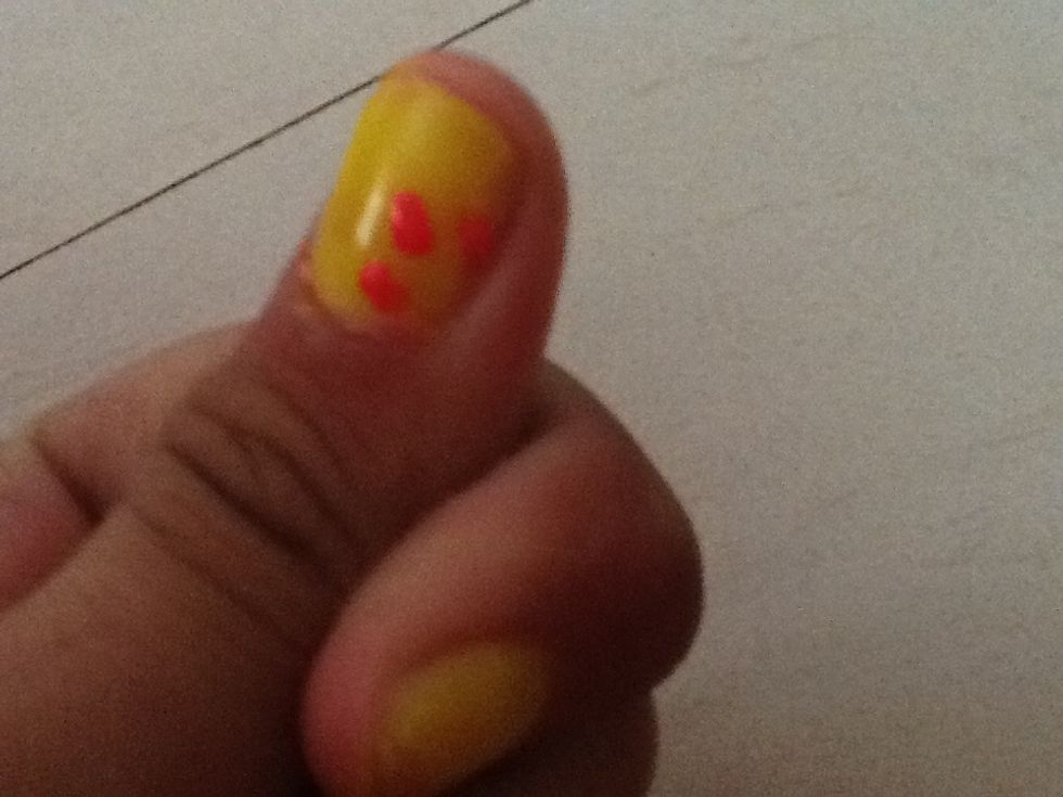 Put 3 drops on the corner of your nail,leaving some space in the middle.