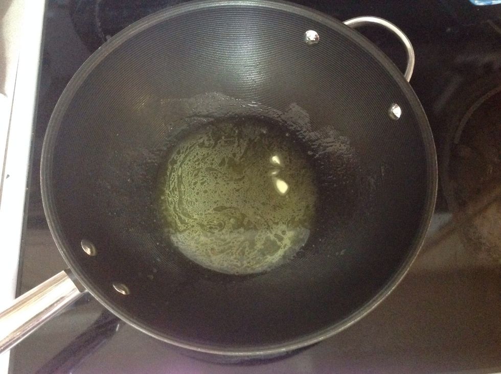 Put 3 Tbs of butter in pan and melt it over a low heat.