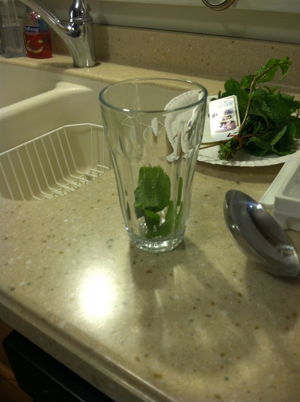 Put 4 mint leaves in your glass