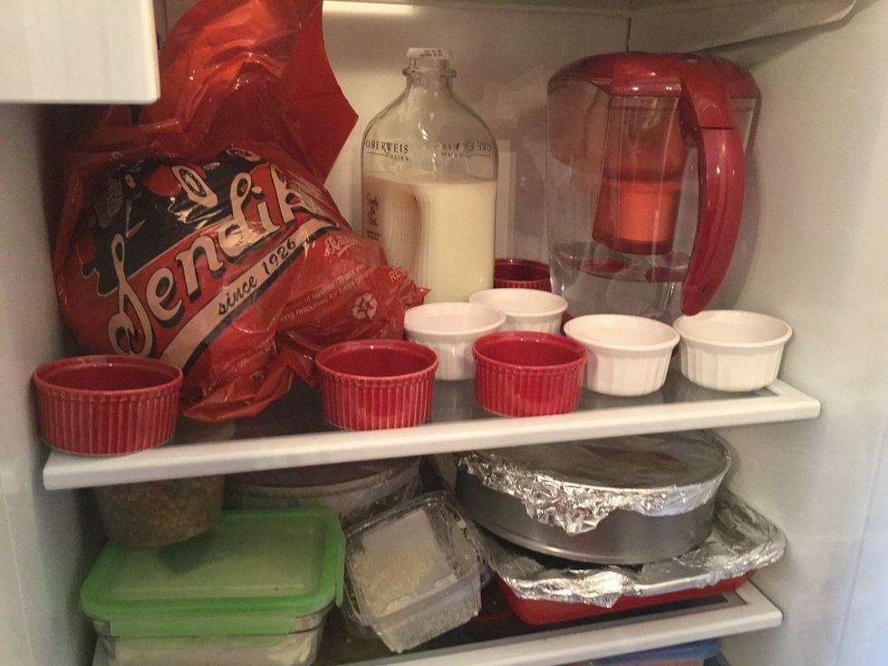 Put 8-10 small bowls or ramekins in the fridge so when you serve it will stay some-what cold.