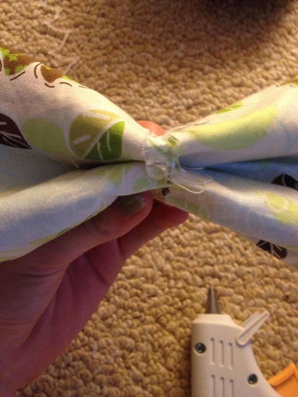 Put a bead of glue in the center.