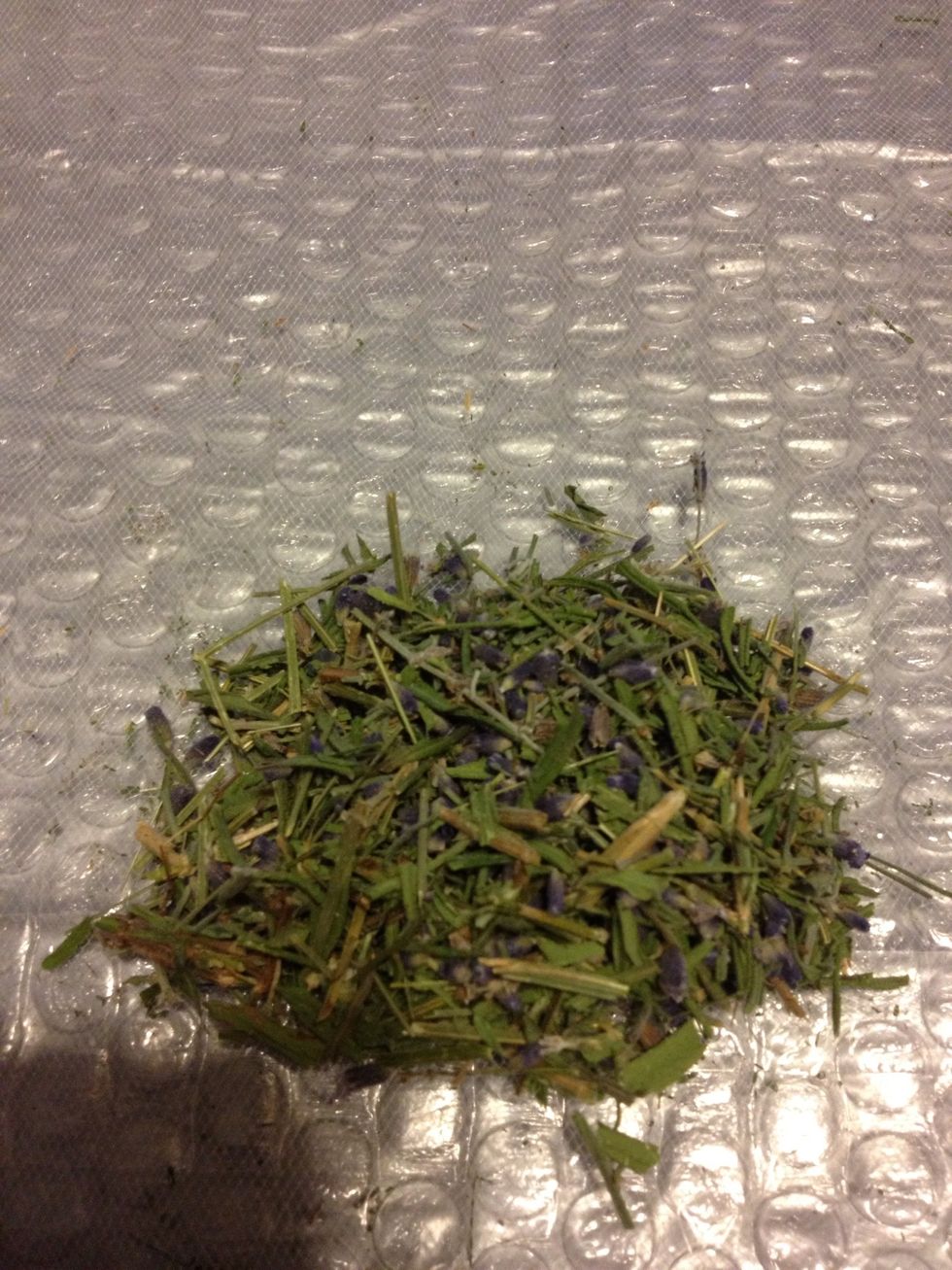 Put a bunch of lavender on the tulle.