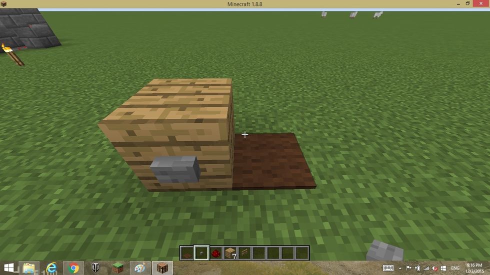 put a carpet at top of fence gate (press shift and right click) and put block at top of redstone dust and place a button.               IMPORTANT: KEEP FENCE GATE CLOSED! OTHERWISE IT WON'T WORK