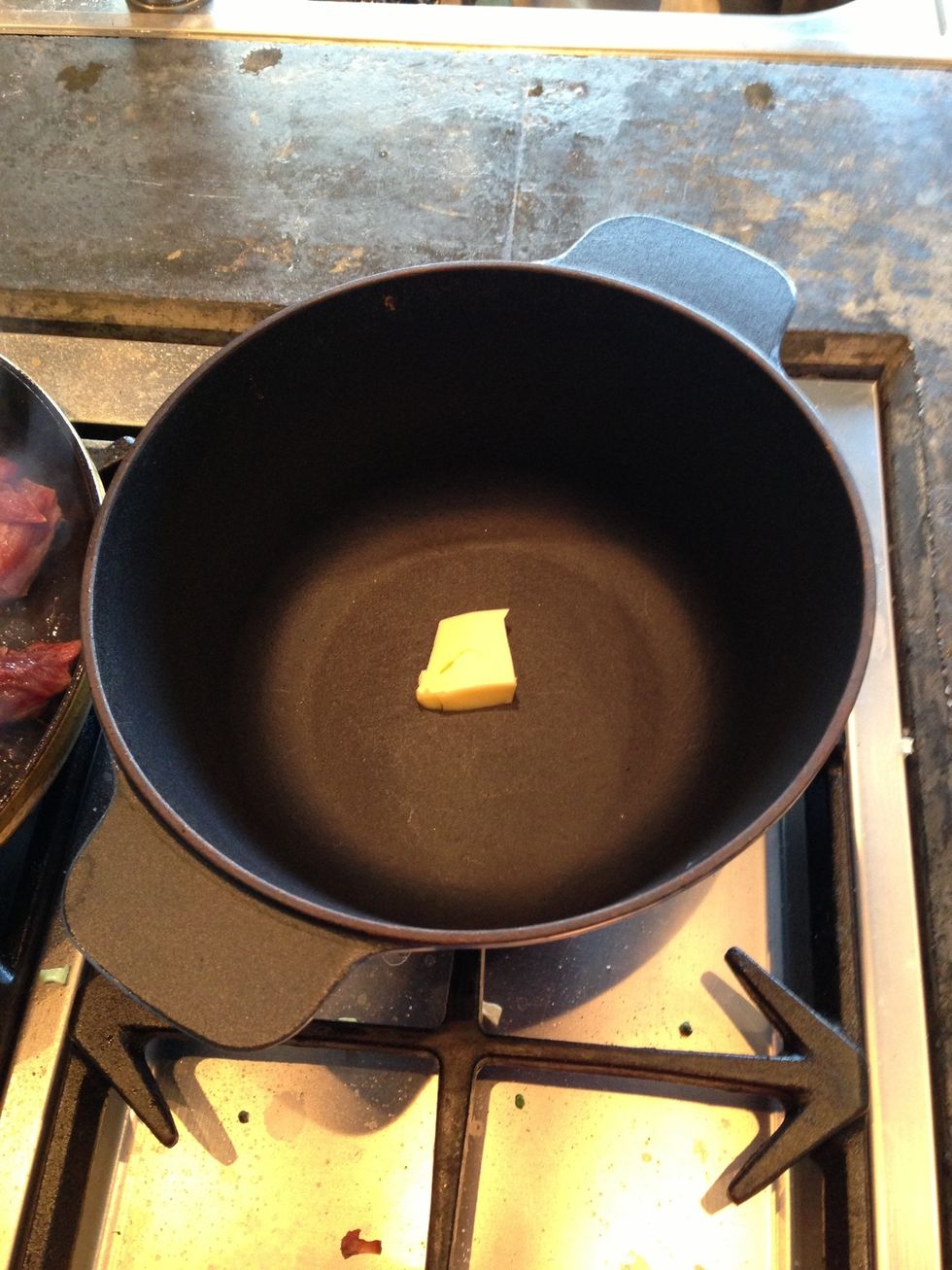 Put a casserole on the stove with a little butter.