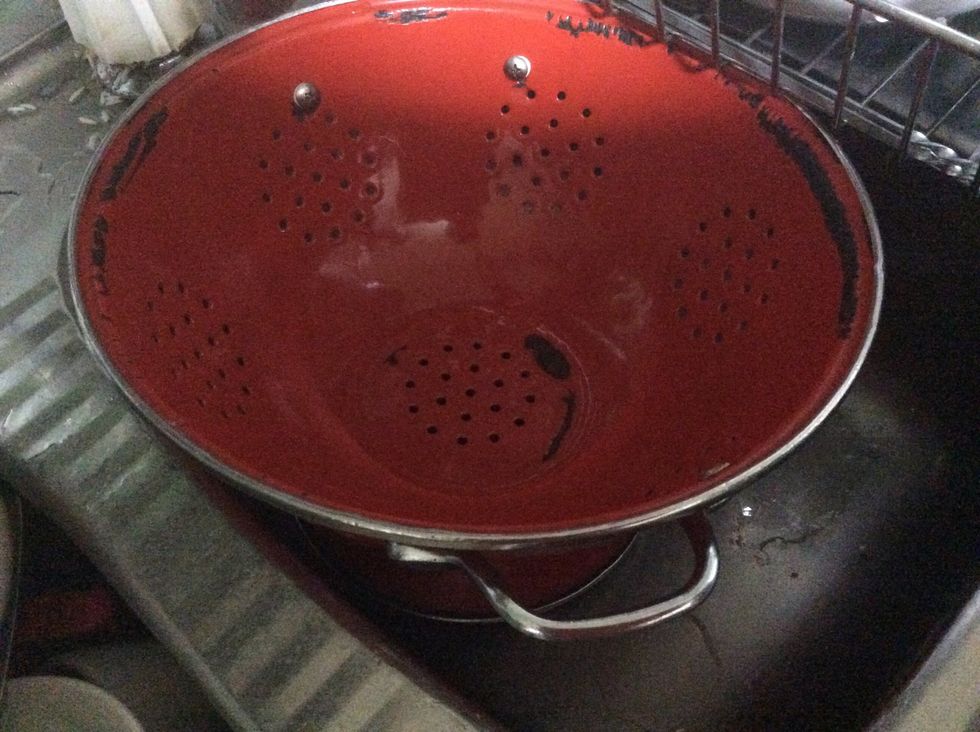 Put a colander aside in the sink and wait for further instructions
