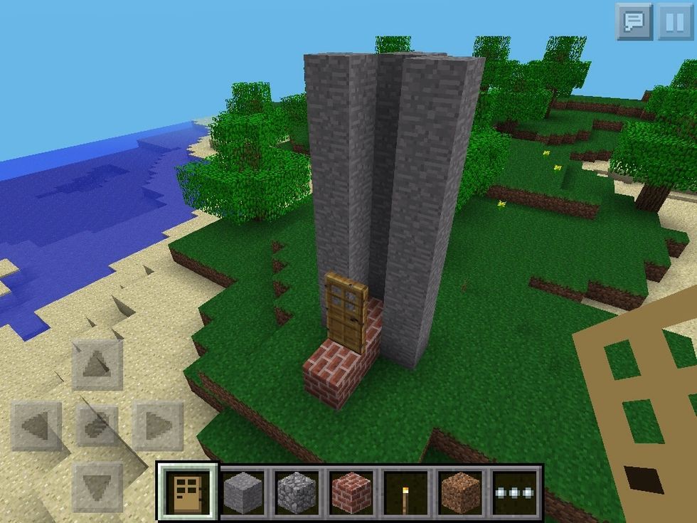 Put a door in the 2nd block of the 3 blocks of stone.