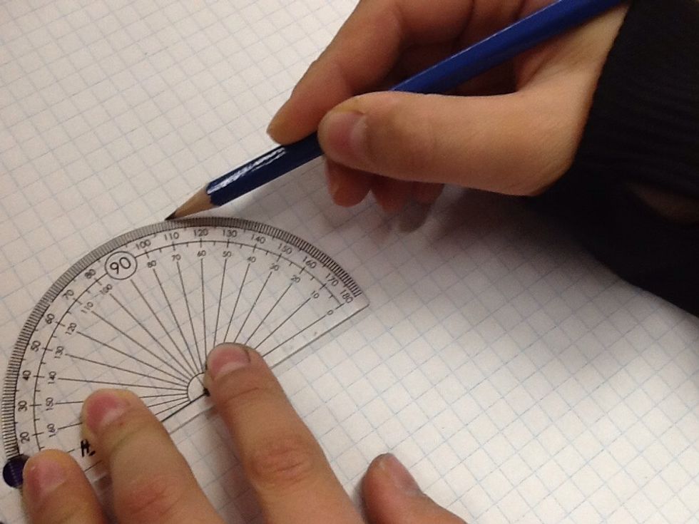 Put a dot at the 110 degree marker (or the angle measure you are doing).