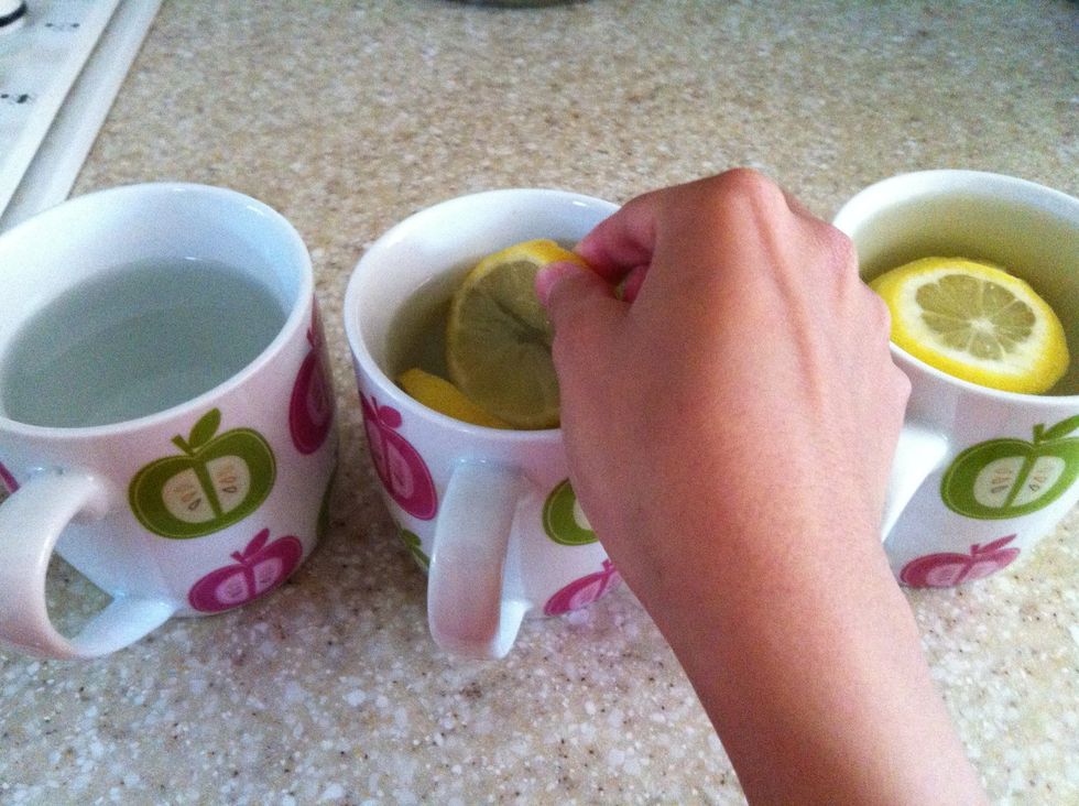 Put a few ( about 2 or 3 ) into the cup/s of water. ( I was making some for my parents as well)