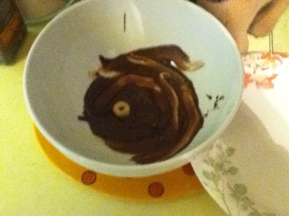 Put a few Cheerios in the chocolate.