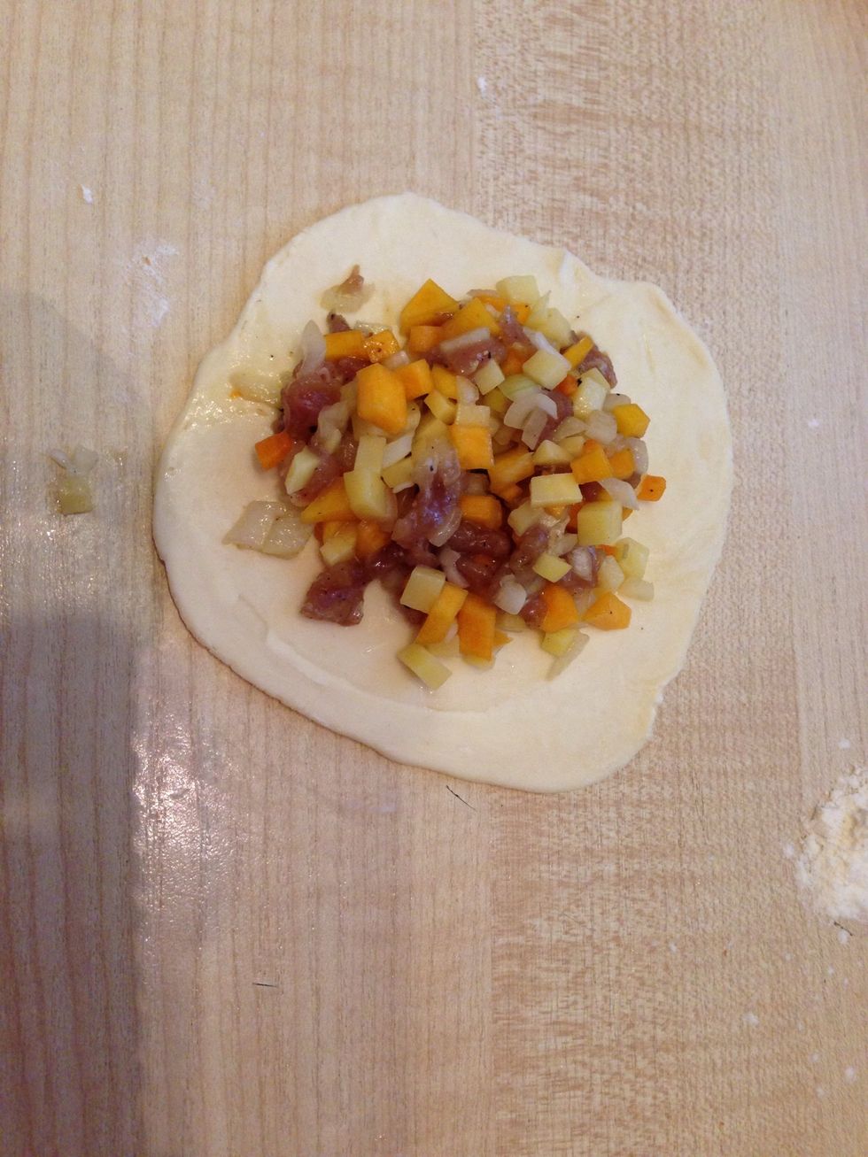 Put a filling in the centre.