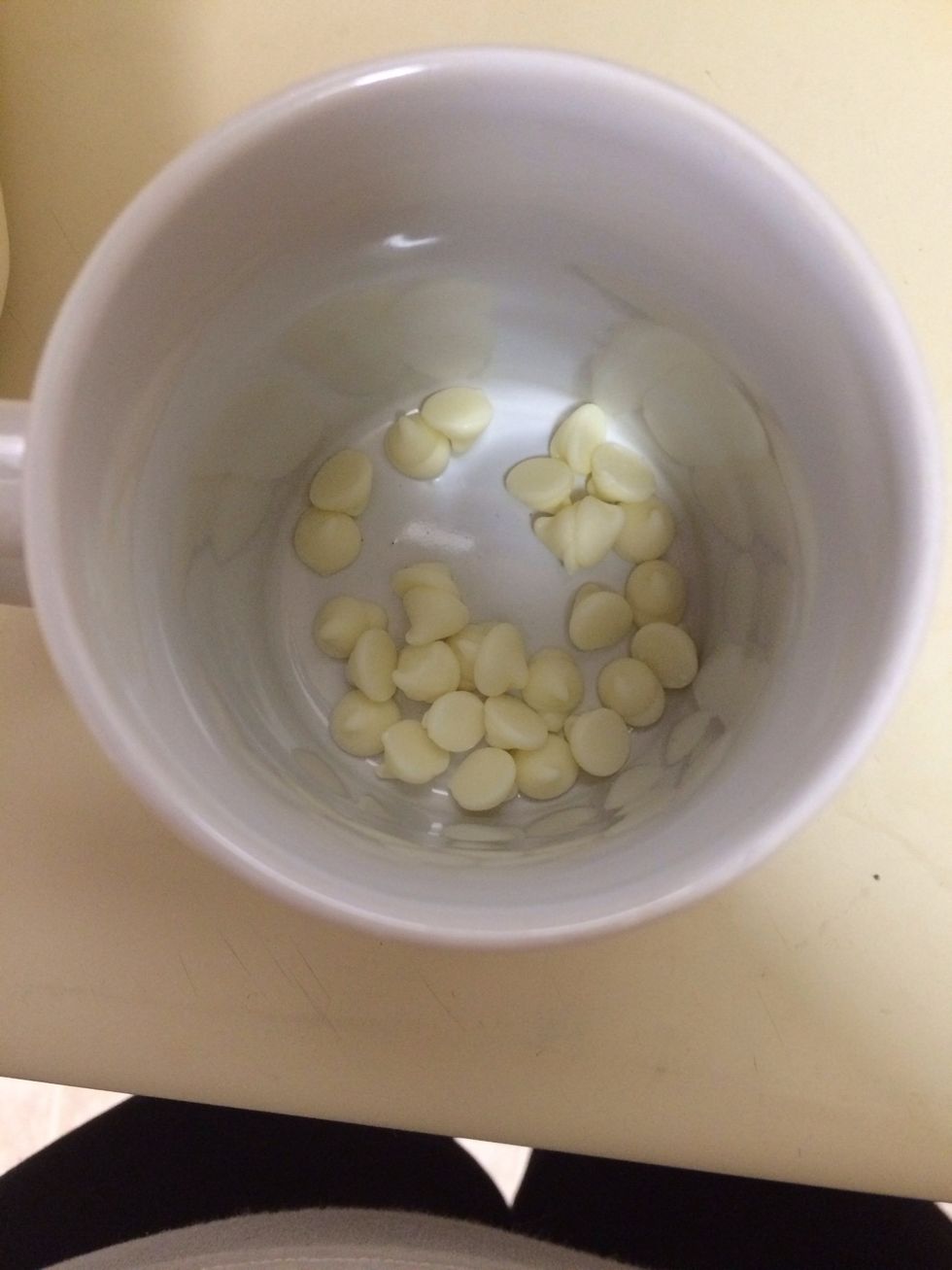 Put a handful of white chocolate chips in your cup! (I ended up putting a little bit more in after I took this)