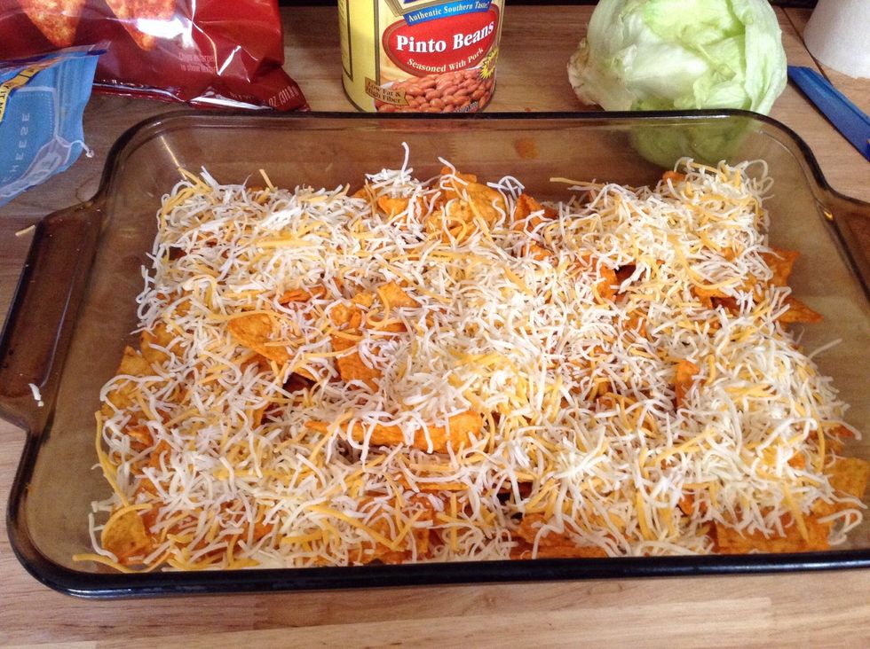 Put a layer of cheese on the Doritos so they stick together after the cheese melts. I like LOTS of cheese on mine! But if you aren't a cheese person then you don't have to put a lot