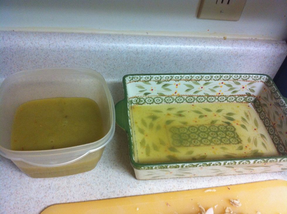 Put a layer of enchilada sauce in your pan, put remaining sauce in bowl