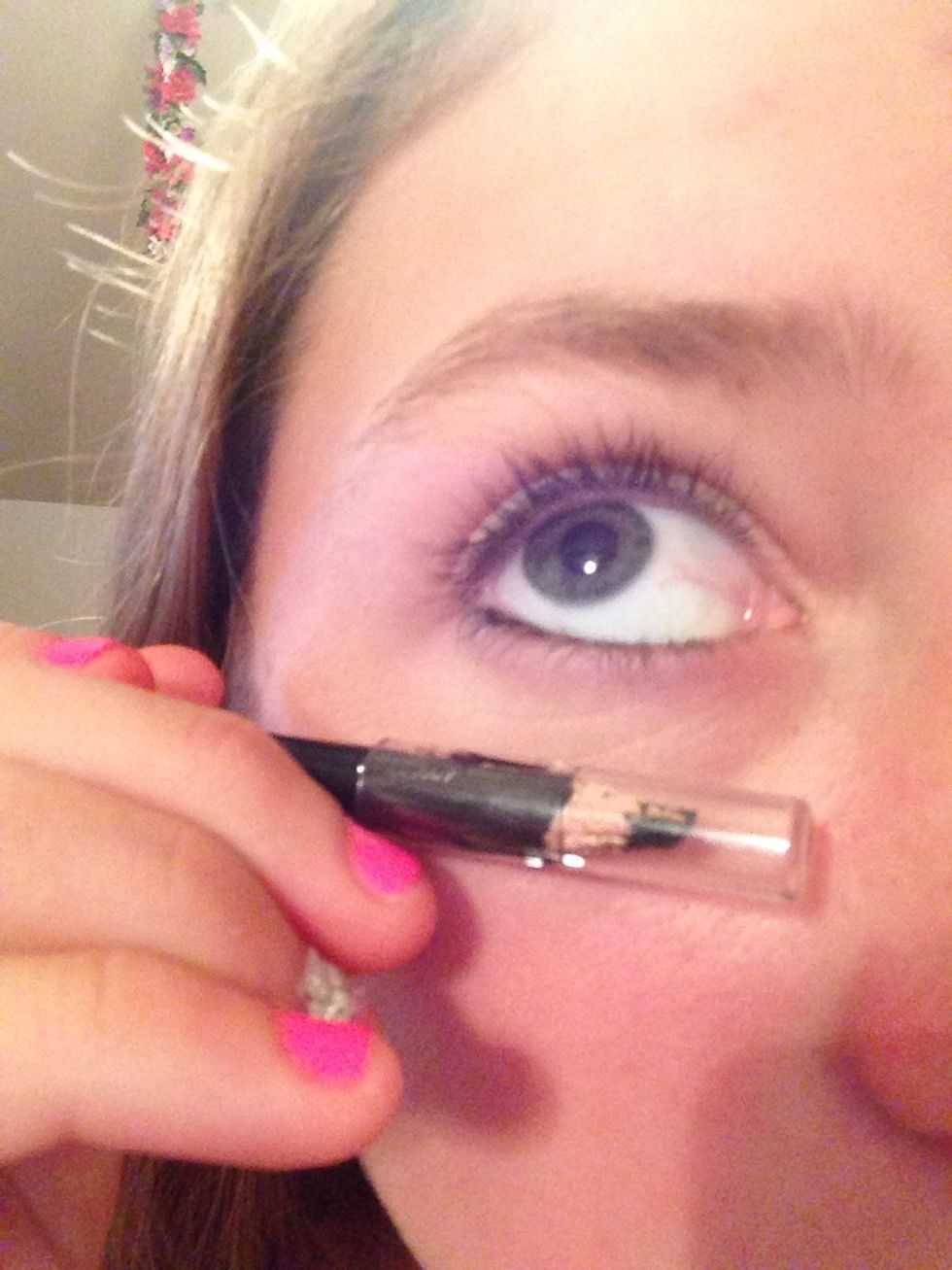 Put a layer of eyeliner on the bottom I used: Sally Girl Eye Pencil in black