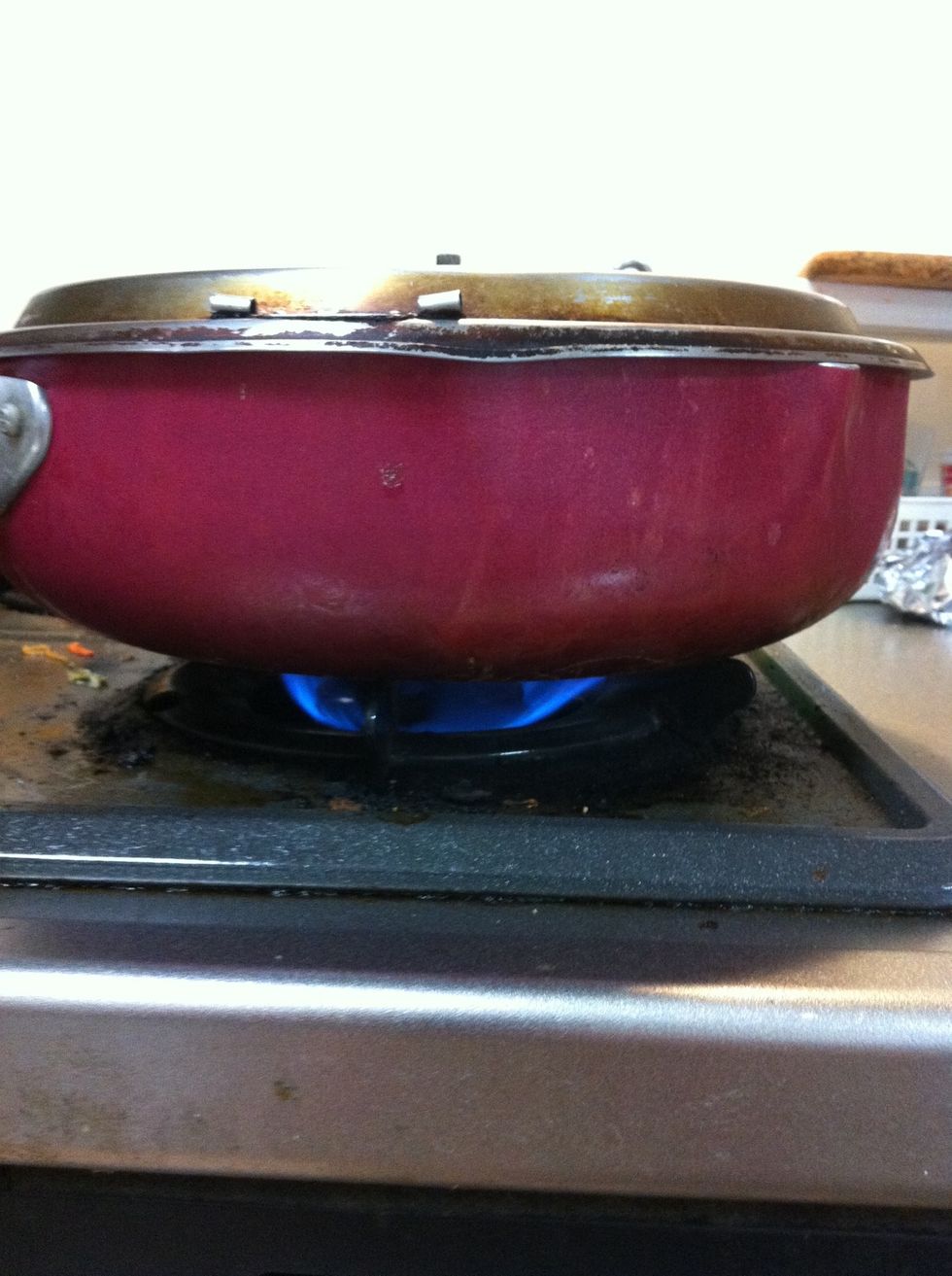 Put a lid on the pan and cook over low heat.