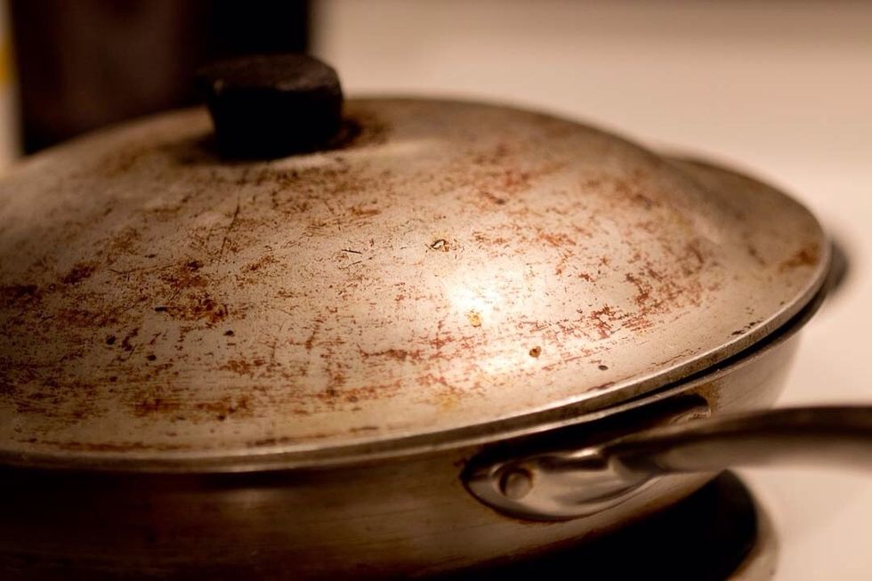 Put a lid on to steam the kale a bit.