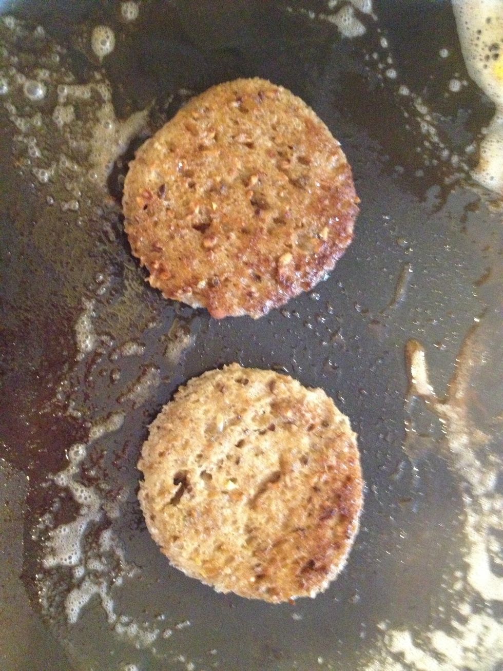 Put a little bit more butter in the pan and put the center circles in!