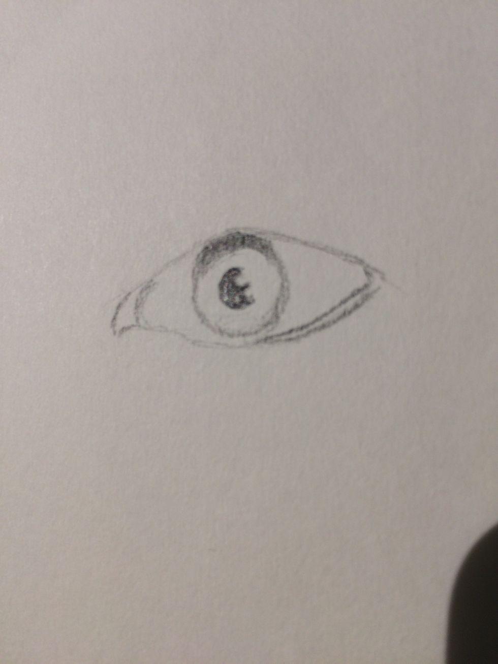 Put a little bit of shading in a crescent form at the top of the iris