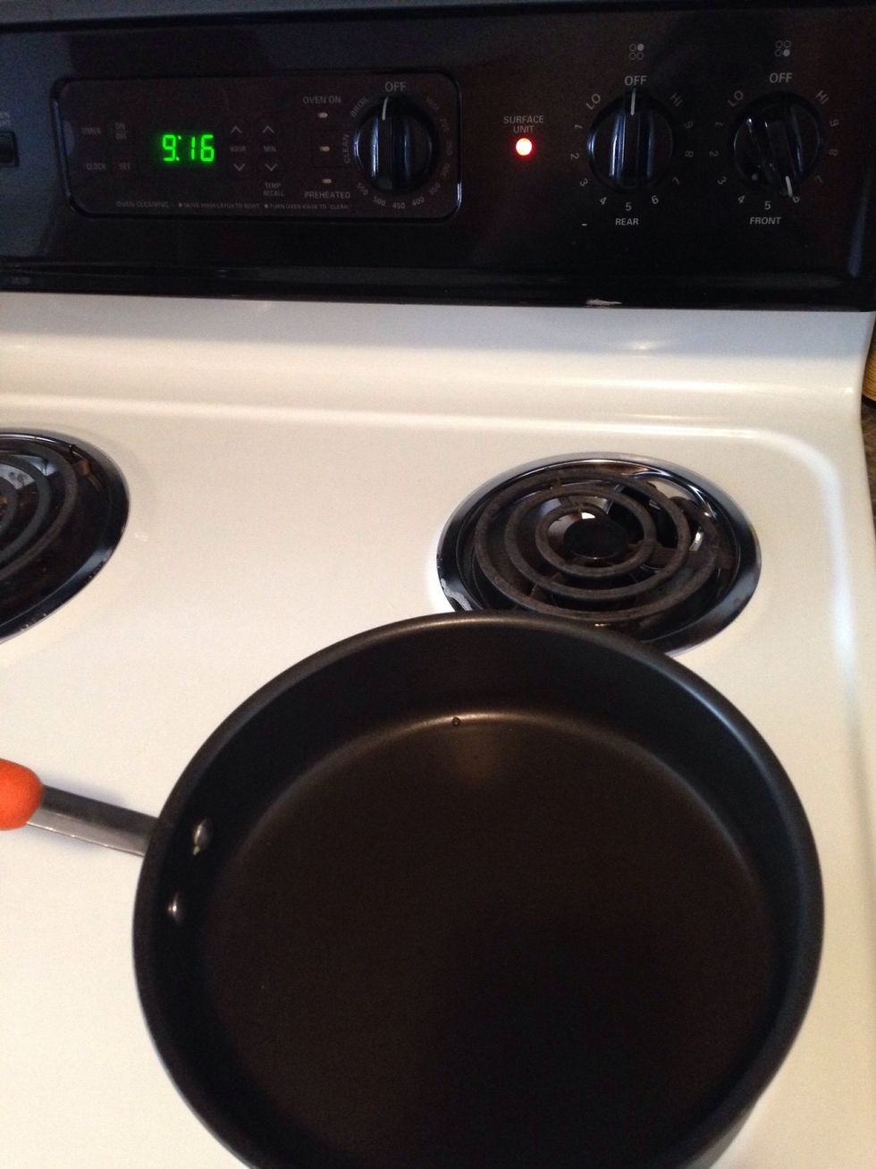 Put a pan over medium heat to heat up.