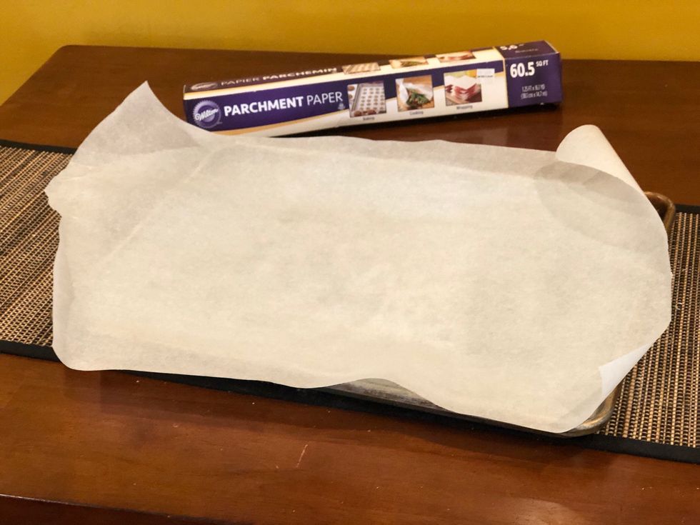 Put a piece of parchment paper on your cooking tray