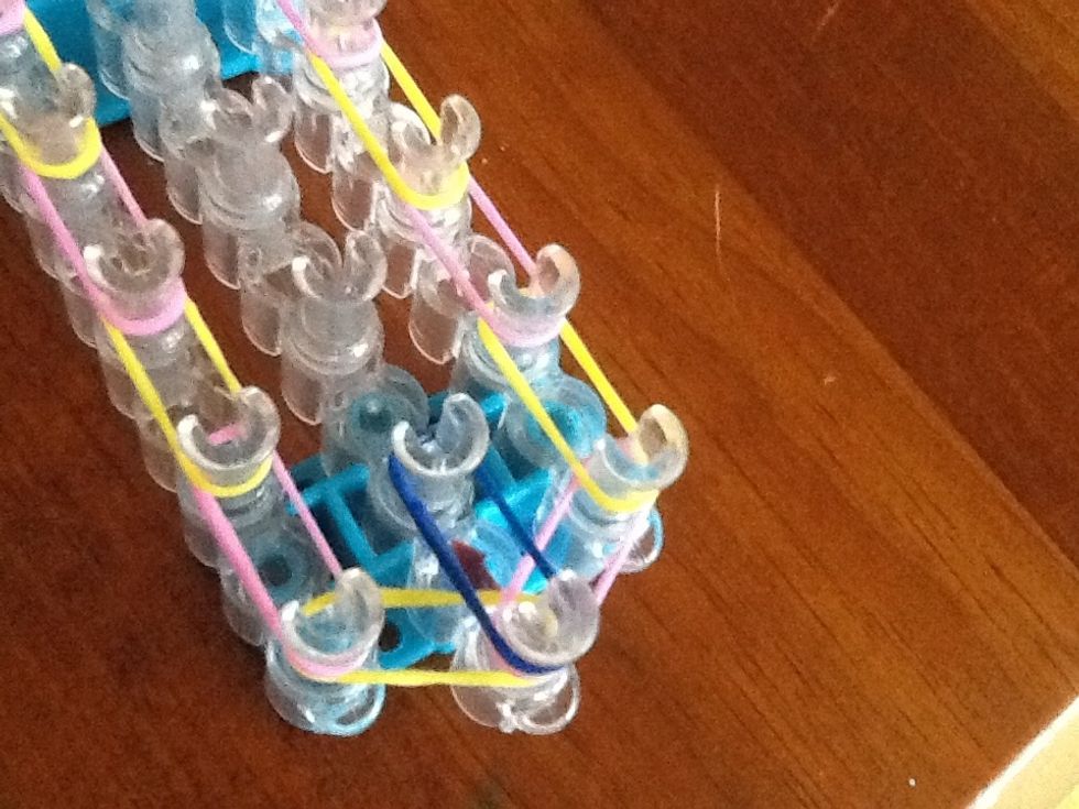 Put a SINGLE dark blue where the arrow is