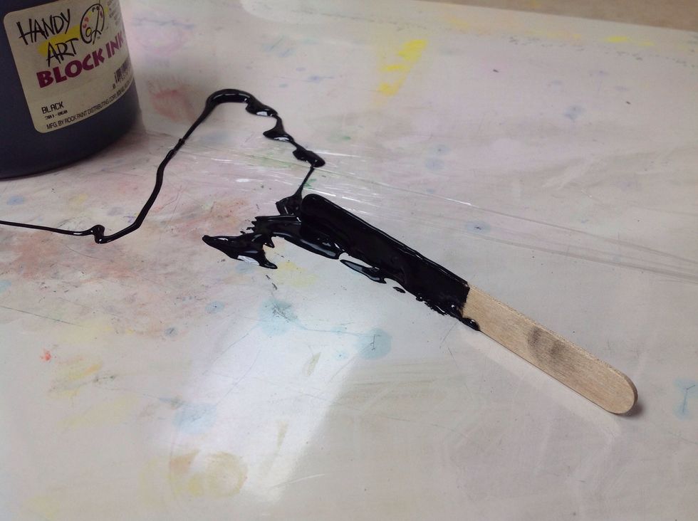 Put a small amount of block ink on the surface. I used a pop cycle stick because this stuff is hard to clean up!