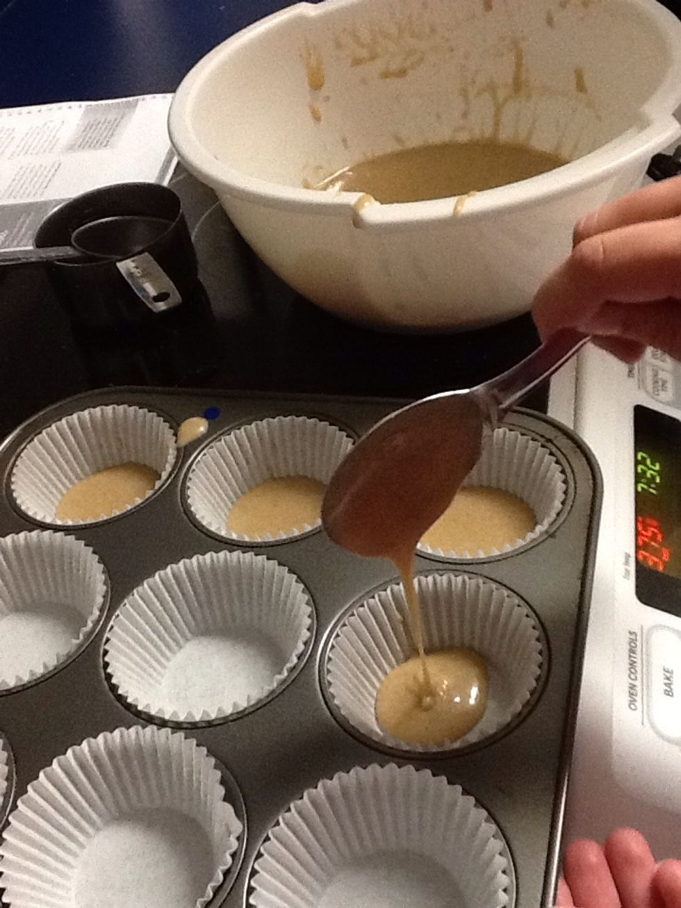 Put a tbs of batter into each cup