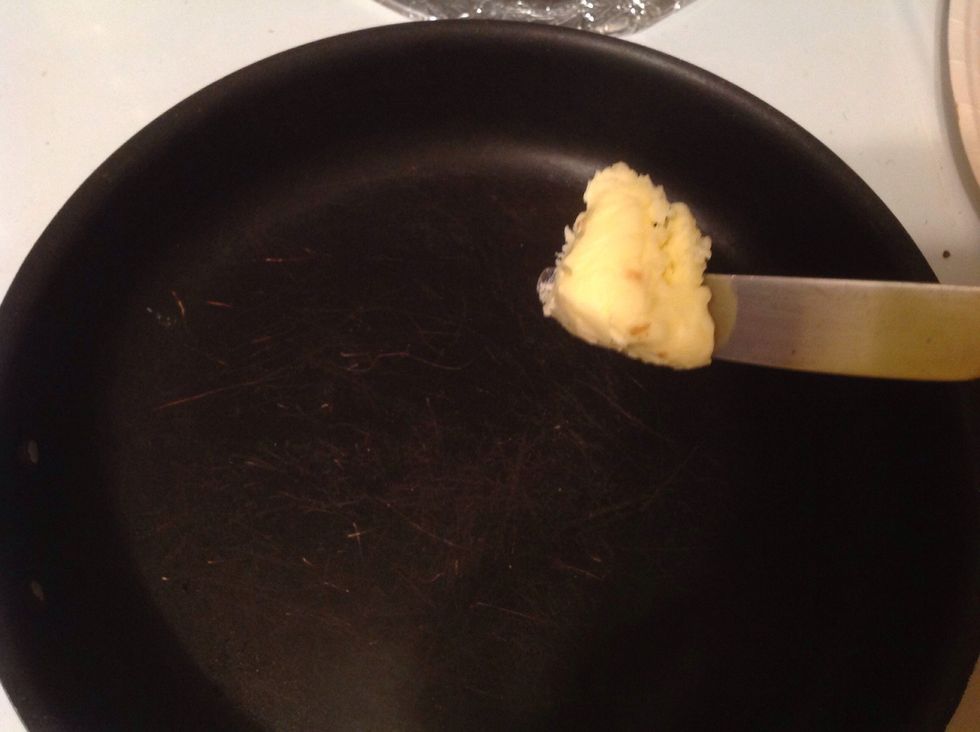 Put a Tbs spoon of butter in and allow it to melt completely before putting in the meat.
