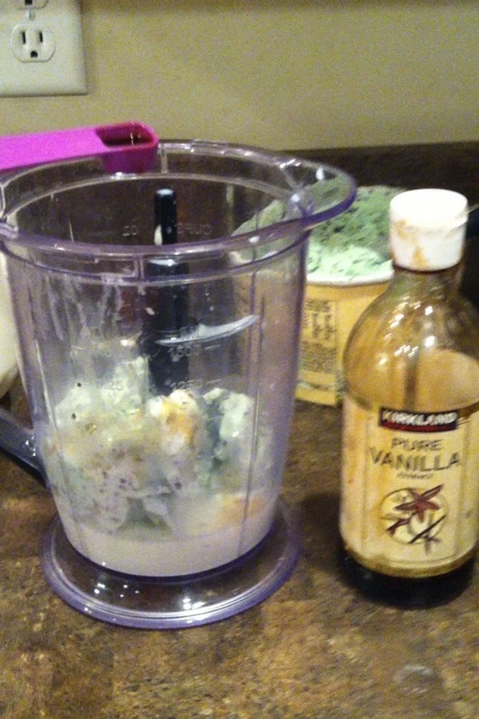 Put about 1 teaspoon of vanilla into the mixture.