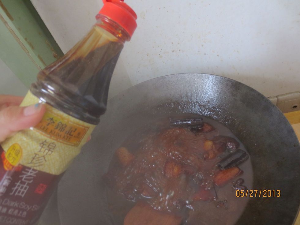 Put about two tablespoons and taste...it shouldn't override the syrupy sauce