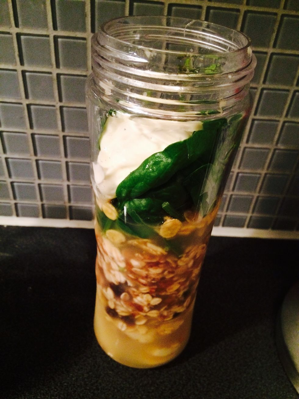 Put all ingredients in the blending cup.