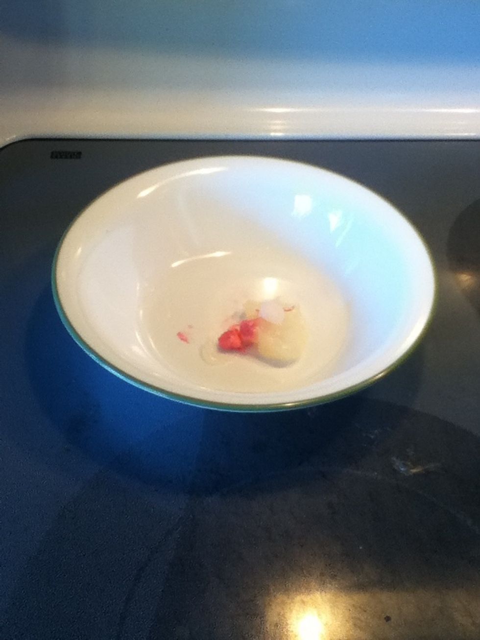 Put all ingredients into a bowl and microwave them for about 40 seconds (depending on your microwave).