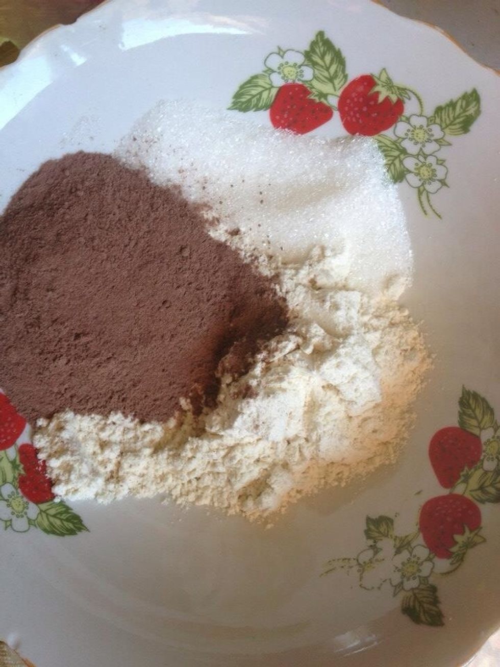 Put all of the dry ingredient together and mix well.
