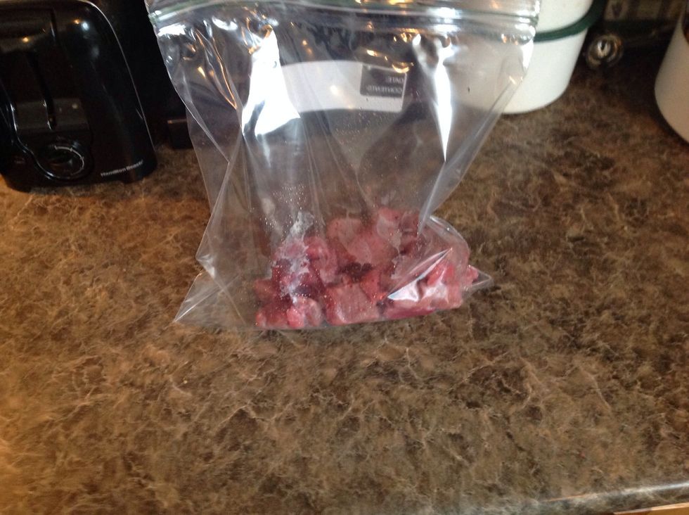 Put all of the meat into a 1 gallon ziplock bag.