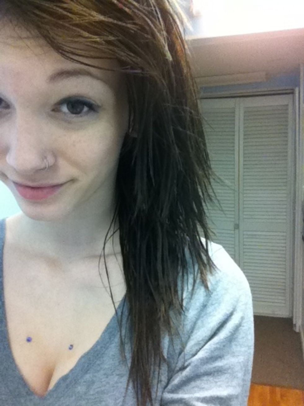 Put all of the oil on dry hair, starting with your dead ends and most damaged section, then work to roots. I usually keep it on for 30-45 minutes. Do this BEFORE you shower or wash your hair.