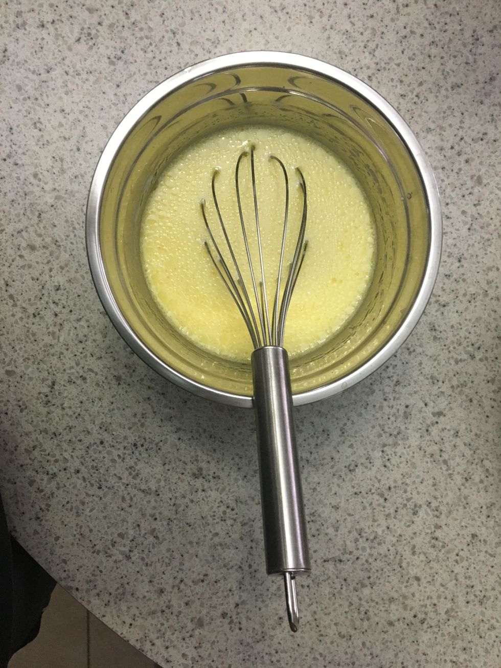 Put all of the wet ingredients in a separate bowl and stir it all together until evenly mixed