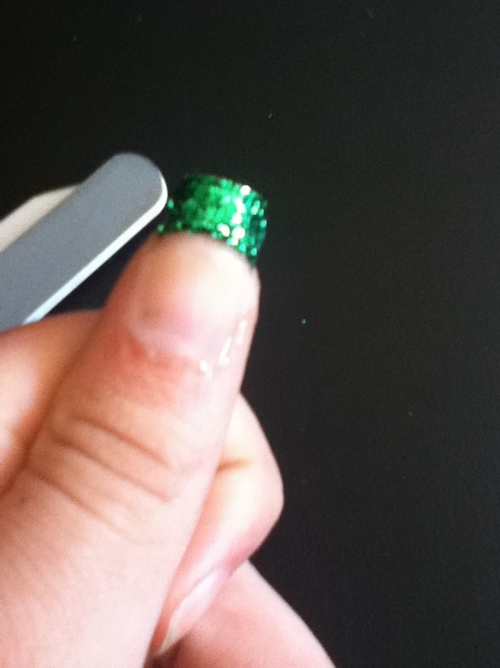 Put all on you actual nail to give it a whiter more acrylic looking nail