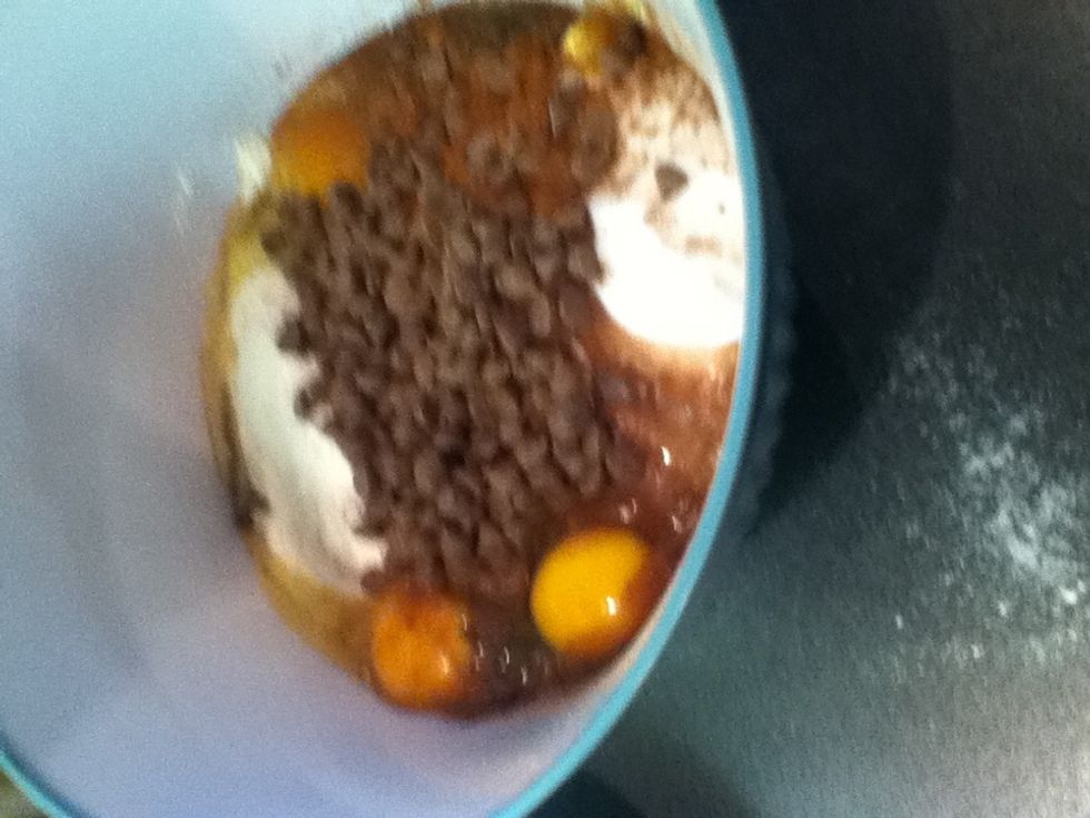 Put all the ingredients into a bowl. (Sorry for the bad picture!)