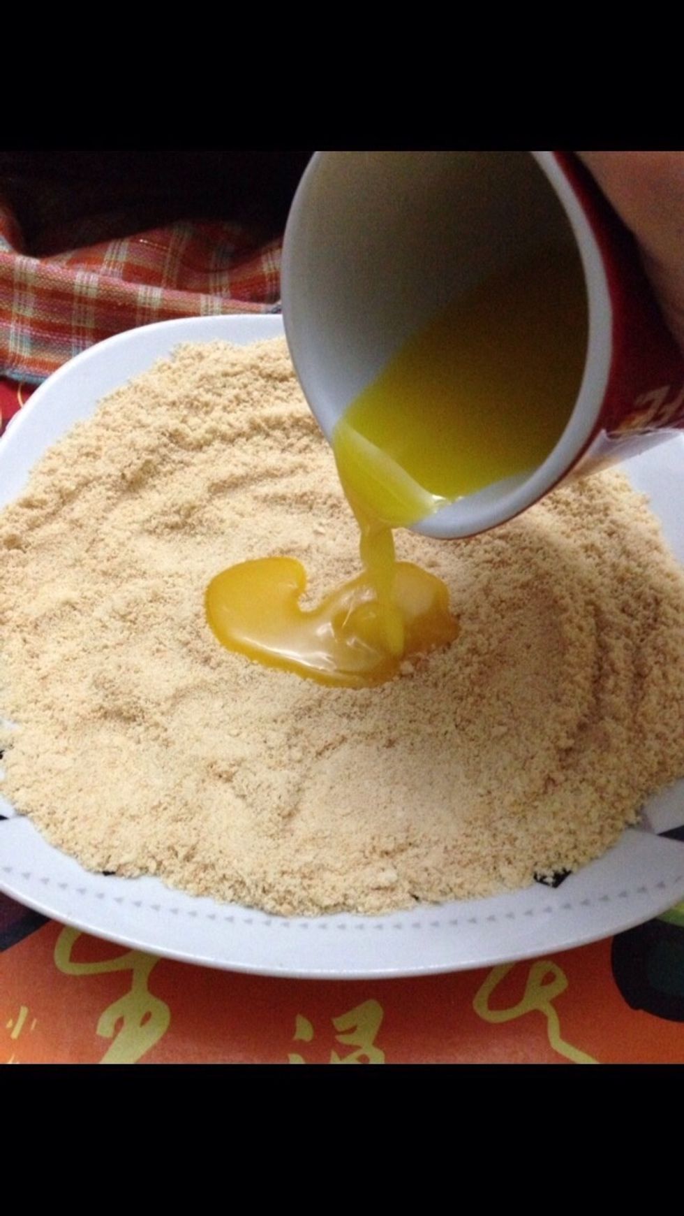 Put all the melted butter