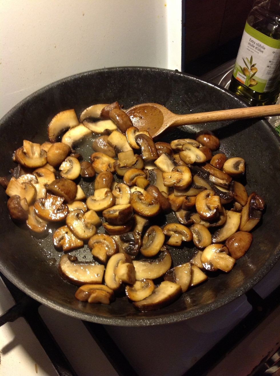 Put all the mushrooms together in the pan