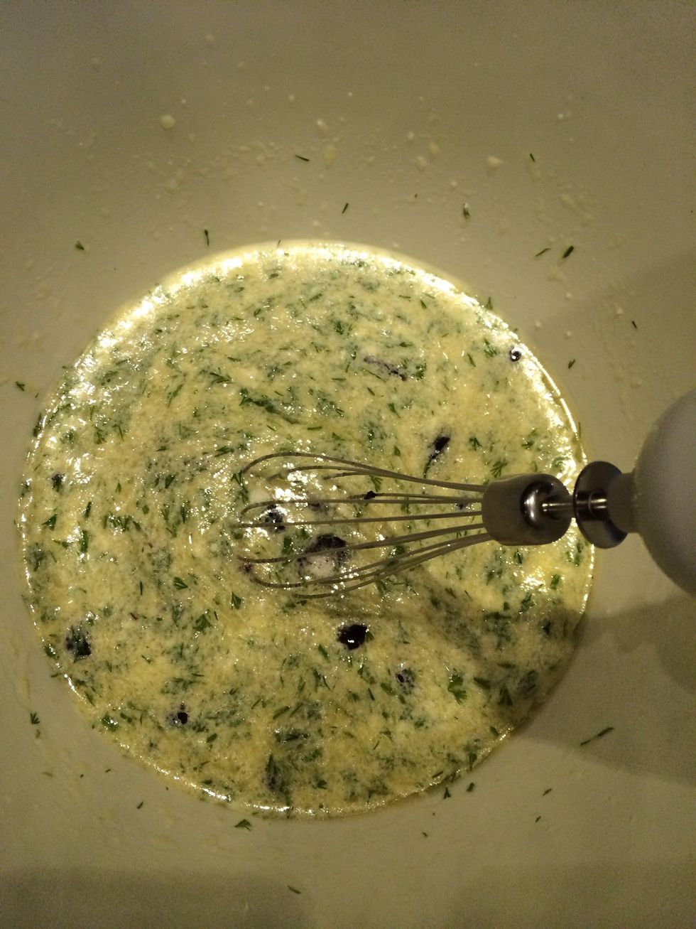 Put all them in a large bowl and mix them (except flour).\ud83c\udf72