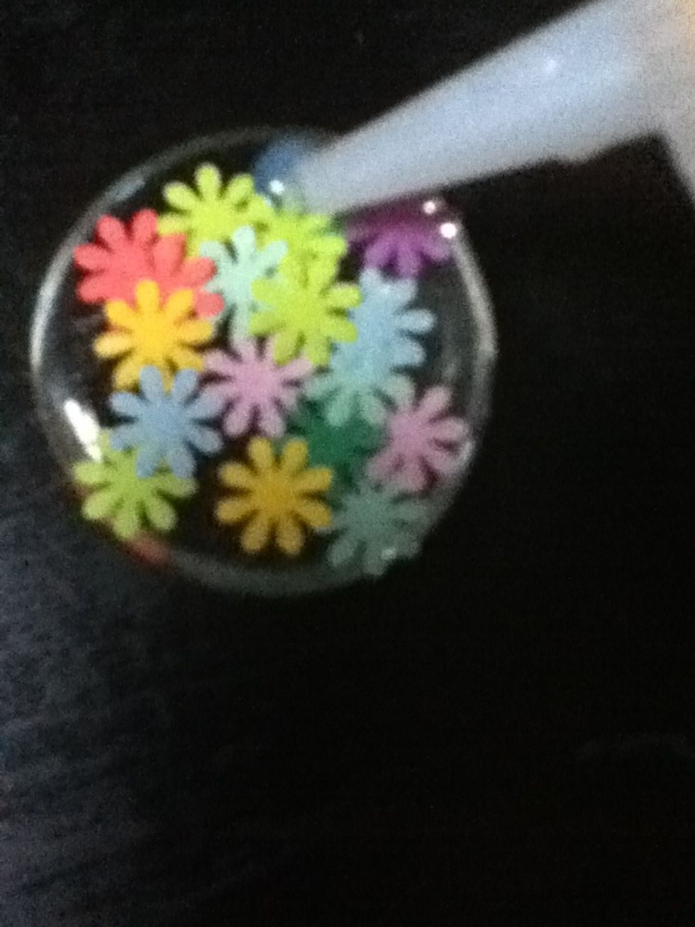 Put another thin layer of paper glaze on top of your cabachon.