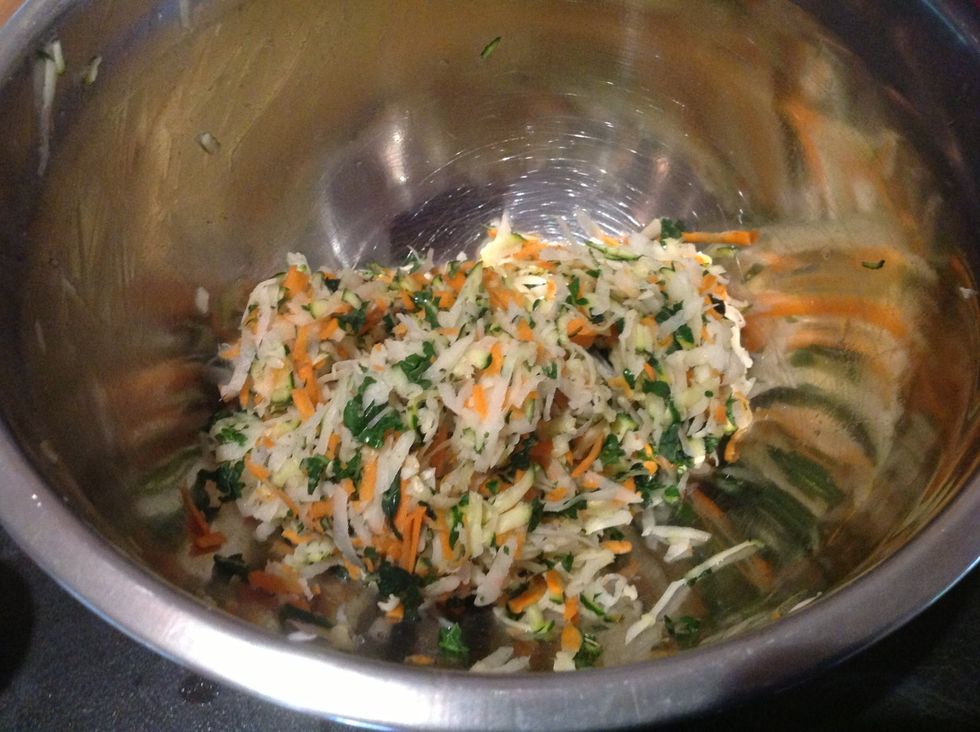 Put back in bowl and mix an egg into it
