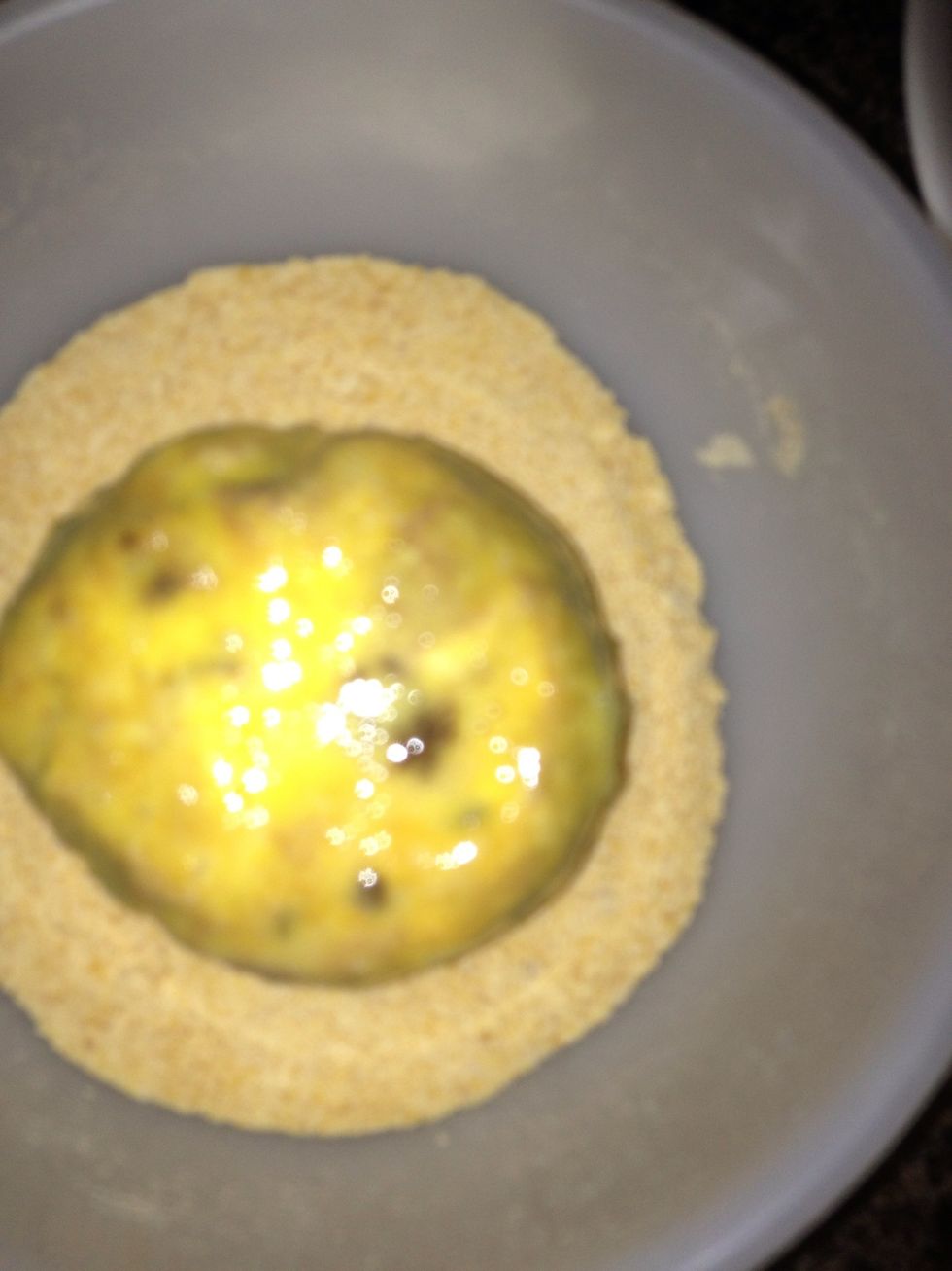 Put back into the dry mixture Then repeat putting it back to eggs and back to the dry mix I found double coating helped allot