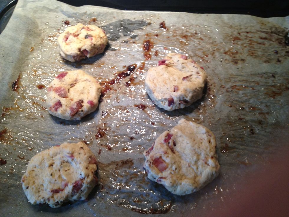 Put back on baking tray, reuse the baking paper used for the bacon.