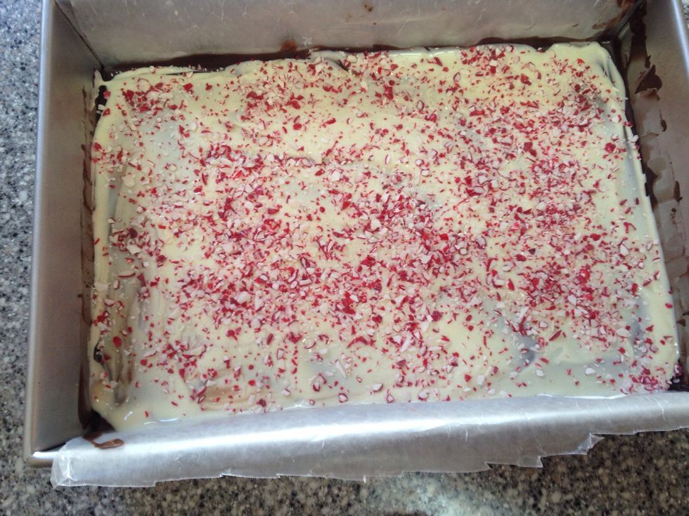 Put baking pan back into the freezer to firm up the white chocolate for 20 minutes.
