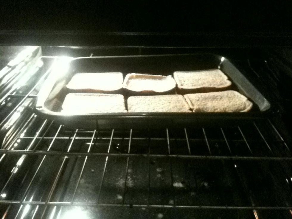 Put baking pan in the oven for 15 minutes